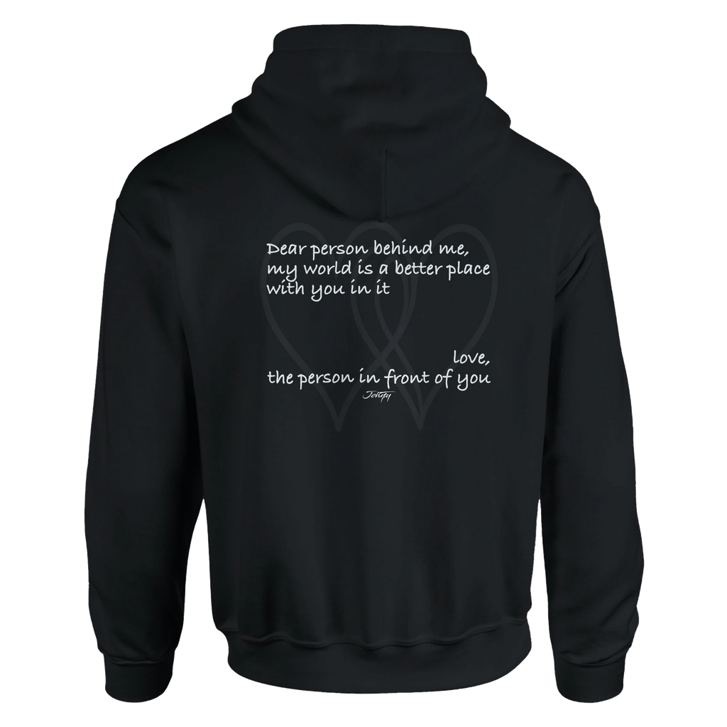 Black hoodie with minimalist white text reading “you are enough.” A cozy and empowering hoodie that promotes self-love, confidence, and positivity. Perfect for everyday wear or thoughtful gifting.